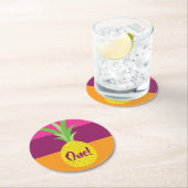 パイナップル誕生日パーティー ラウンドペーパーコースター (インサイチュ)