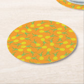 パイナップル誕生日パーティー ラウンドペーパーコースター (アングル)