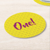 パイナップル誕生日パーティー ラウンドペーパーコースター (アングル)