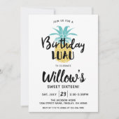 パイナップル誕生日ルアウ(ハワイ式宴会)パーティー、任意の年齢 招待状 (正面)