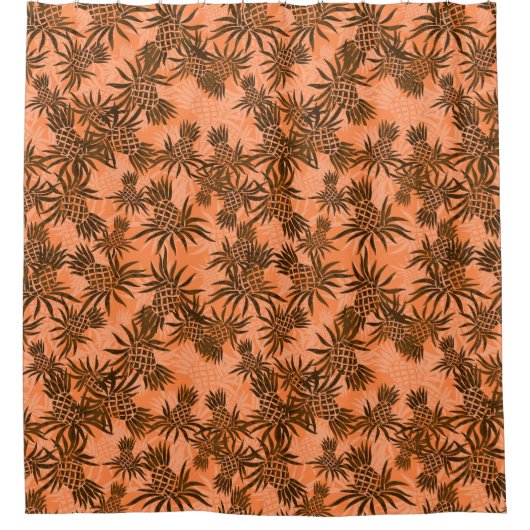 パイナップル迷彩柄ハワイアントロピカルアロハシャツ シャワーカーテン (正面)