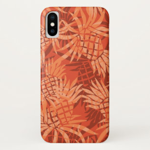 パイナップル迷彩柄ハワイアントロピカルオレンジ iPhone X ケース