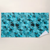 パイナップル迷彩柄ハワイアントロピカルブラック&ターク ビーチタオル (正面)