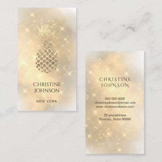 パイナップル金ゴールドダストビジネスカード 名刺 (正面/裏面)