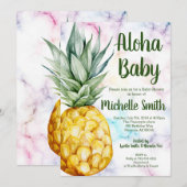 パイナップル アロハ サマー トロピカル フルーツ ベイビー シャワー 招待状 (正面/裏面)