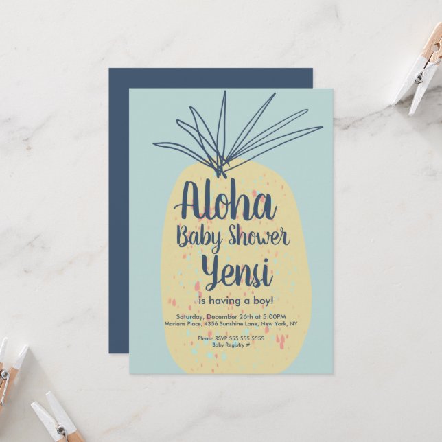 パイナップル アート ベイビー シャワー トロピカル サマー アロハ (正面/裏面インサイチュ)