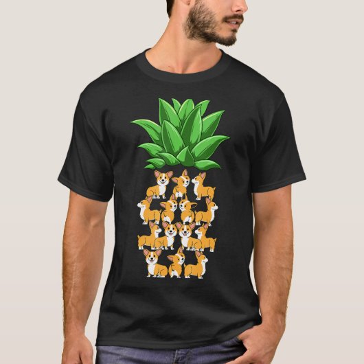 パイナップル コーギー パイナップル型 コーギー 愛好家 Tシャツ (正面)