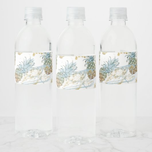 パイナップル ゴールド グリッター スパークル 誕生日パーティー ペットボトルラベル (ボトル)