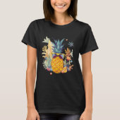 パイナップル サングラス ビーチ ハワイアン バケーション フラワー Tシャツ (正面)