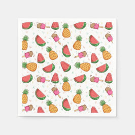 パイナップル、スイカ、アイスクリーム スタンダードカクテルナプキン