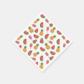 パイナップル、スイカ、アイスクリーム スタンダードカクテルナプキン (角)