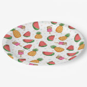 パイナップル、スイカ、アイスクリーム ペーパープレート (アングル)