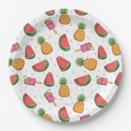 パイナップル、スイカ、アイスクリーム ペーパープレート