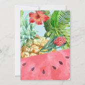 パイナップル、スイカ、ヤシの葉の夏の誕生日 招待状 (裏面)