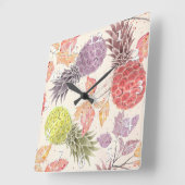 パイナップル,スイートカップル,果実の丸時計 スクエア壁時計 (傾斜)