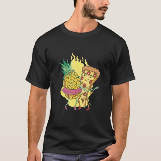 パイナップル ダンシング ウィズ ピザ ハワイ イタリア ミーム Tシャツ (正面)