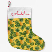 パイナップル&トロピカル葉ズ|名前の追加 スモールクリスマスストッキング (正面)
