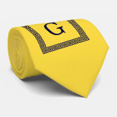 パイナップル、ネイビーブルーギリシャ鍵#1 Framed Monogram ネクタイ (ロール)