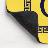 パイナップル、ネイビーブルーギリシャ鍵#1 Framed Monogram マウスパッド (コーナー)