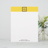 パイナップル、ネイビーブルーギリシャ鍵#1 Framed Monogram レターヘッド (スタンド正面)