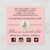 パイナップル&ハイビスカスフラワーウォータカラートロピカル スクエア名刺 (裏面)