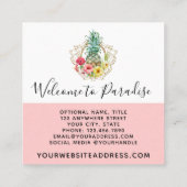 パイナップル&ハイビスカスフラワーウォータカラートロピカル スクエア名刺 (裏面)