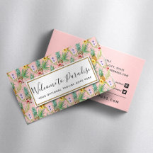 パイナップル&ハイビスカスフラワーウォータカラートロピカル