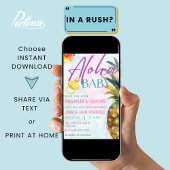 パイナップル&パシファイアガールアロハルアウ(ハワイ式宴会)ベビーシャワー 招待状