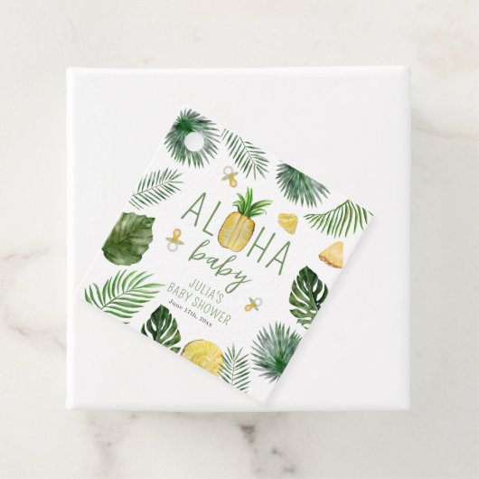 パイナップル&パシファイヤーアロハベビーシャワーグリーン フェイバータグ (インサイチュ)
