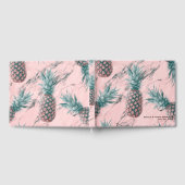 パイナップル&ピンクマーブルスワールシモダンック結婚ズ ゲストブック (全面)