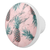 パイナップル&ピンクマーブルスワールトロピカルモダンシック セラミックノブ (右)