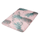 パイナップル&ピンクマーブルスワールトロピカルモダンシック バスマット (アングル)