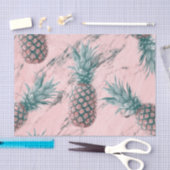 パイナップル&ピンクマーブルスワールトロピカルモダンシック 薄葉紙 (クラフト)