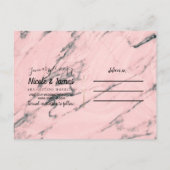 パイナップル ピンク マーブル スワール モダン セーブ・ザ・デート 案内ポストカード (裏面)