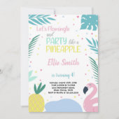 パイナップル&フラミンゴ誕生日招待状 招待状 (正面)