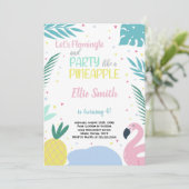 パイナップル&フラミンゴ誕生日招待状 招待状 (スタンド正面)