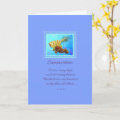 パイナップル&フルーツonペリウィンクル誕生日グリーティング カード (黄色い花)