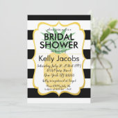 パイナップル　ブラックとホワイトのウェディングシャワー招待状 招待状 (スタンド正面)