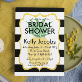 パイナップル　ブラックとホワイトのウェディングシャワー招待状 招待状
