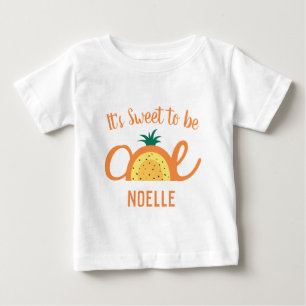 パイナップル・レインボー,1歳の誕生日に甘い ベビーTシャツ