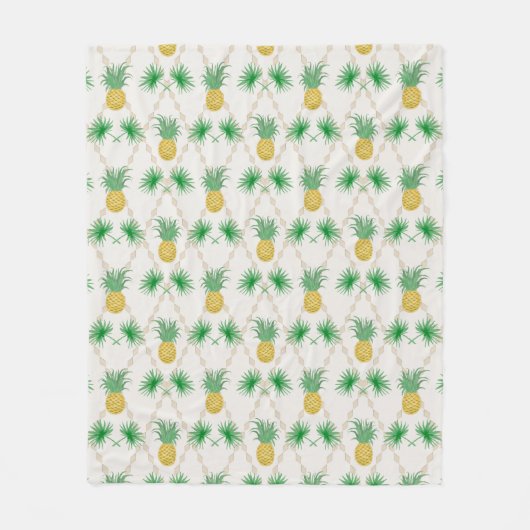 パイナップル、レトロ フリースブランケット (正面)