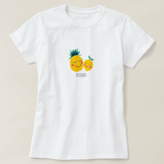 パイナップル&レモンフレンズ女性基本Tシャツ Tシャツ (デザイン正面)