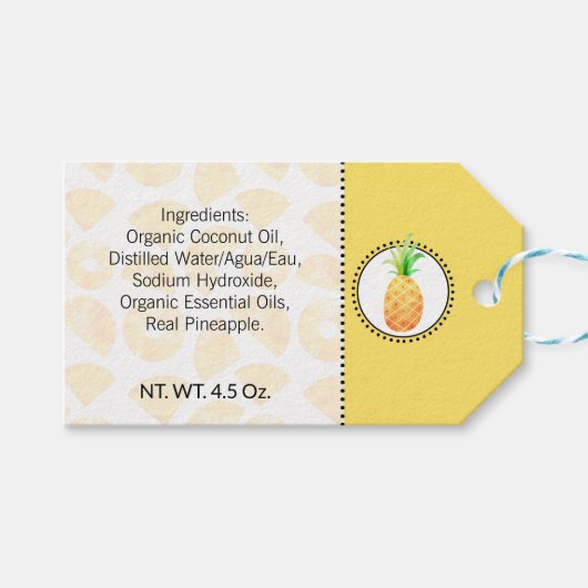 パイナップル 手作りバス＆ボディ ギフトタグ (正面(横))