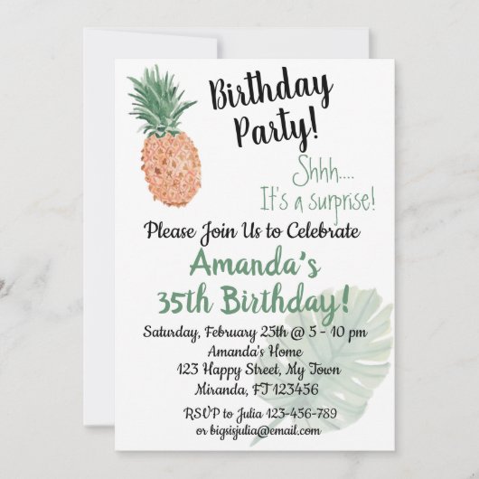 パイナップル 招待状 (正面)
