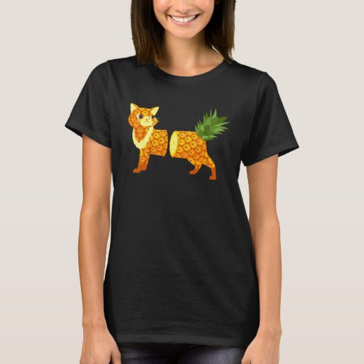 パイナップル 猫 Tシャツ (正面)