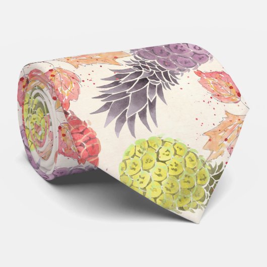 パイナップル、甘いカップル、フルーツ、水彩 ネクタイ (ロール)