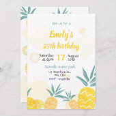 パイナップル 誕生日招待状 テンプレート 誕生日招待 (正面/裏面)