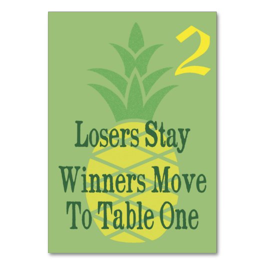 パイナップルBuncoのテーブルカード#2 テーブルナンバー (正面)