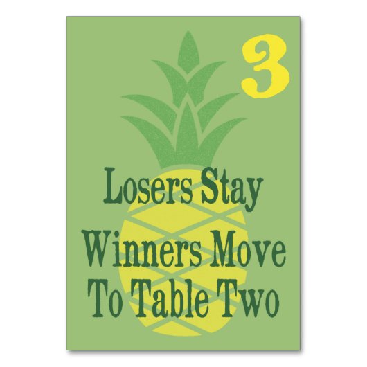 パイナップルBuncoのテーブルカード#3 テーブルナンバー (正面)