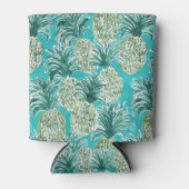 パイナップルO'CLOCK熱帯お洒落水色 缶クーラー (正面)